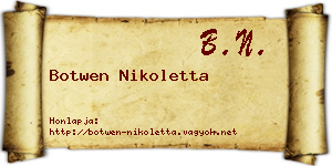 Botwen Nikoletta névjegykártya
